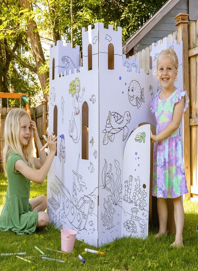 Easy Playhouse Sand Castle - Kids Art & Craft for Indoor & Outdoor Fun, Color, Draw, Doodle - Decorate & Personalize a Cardboard Fort, 32 by 32 by 43. 5 inches Age 3and up - Image 5